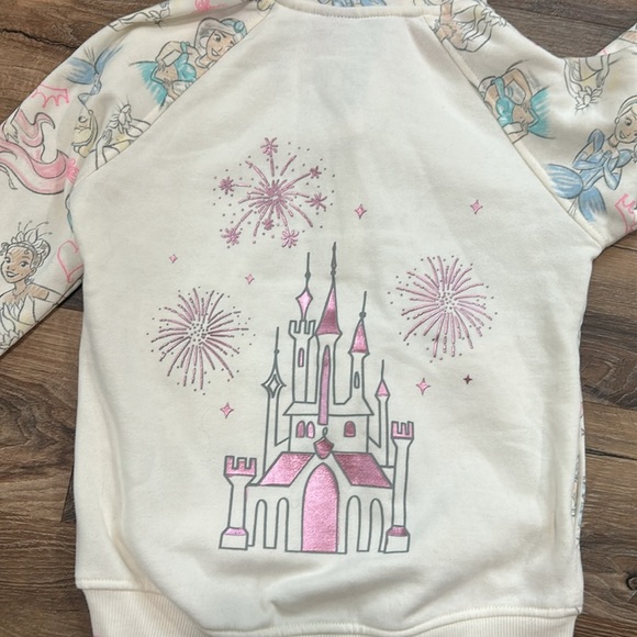 Disney princess jacket Girls size 7 Cream and pink zip up with castle zipper - Picture 14 of 16